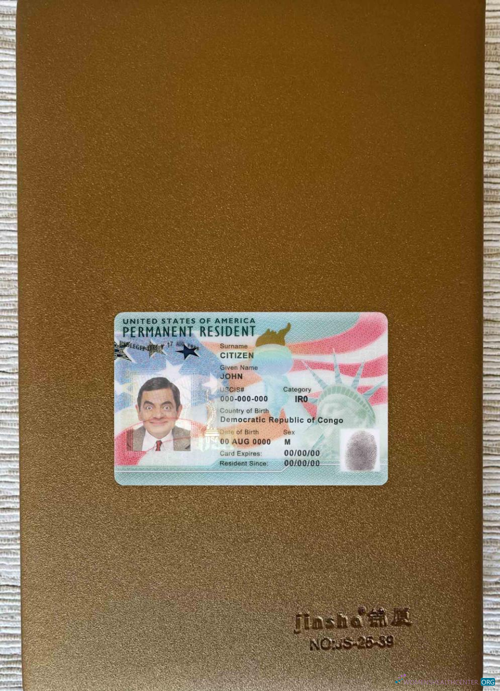 Download USA green card, permanent resident card (2020 – present) photolook FRONT Photoshop template